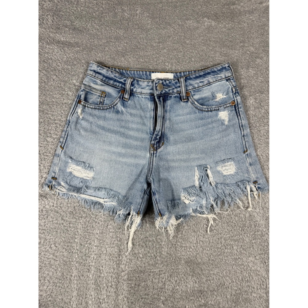 Dear John Denim Shorts Womens 28 Blue  Distressed Frayed Hem Light Wash Cutoff
